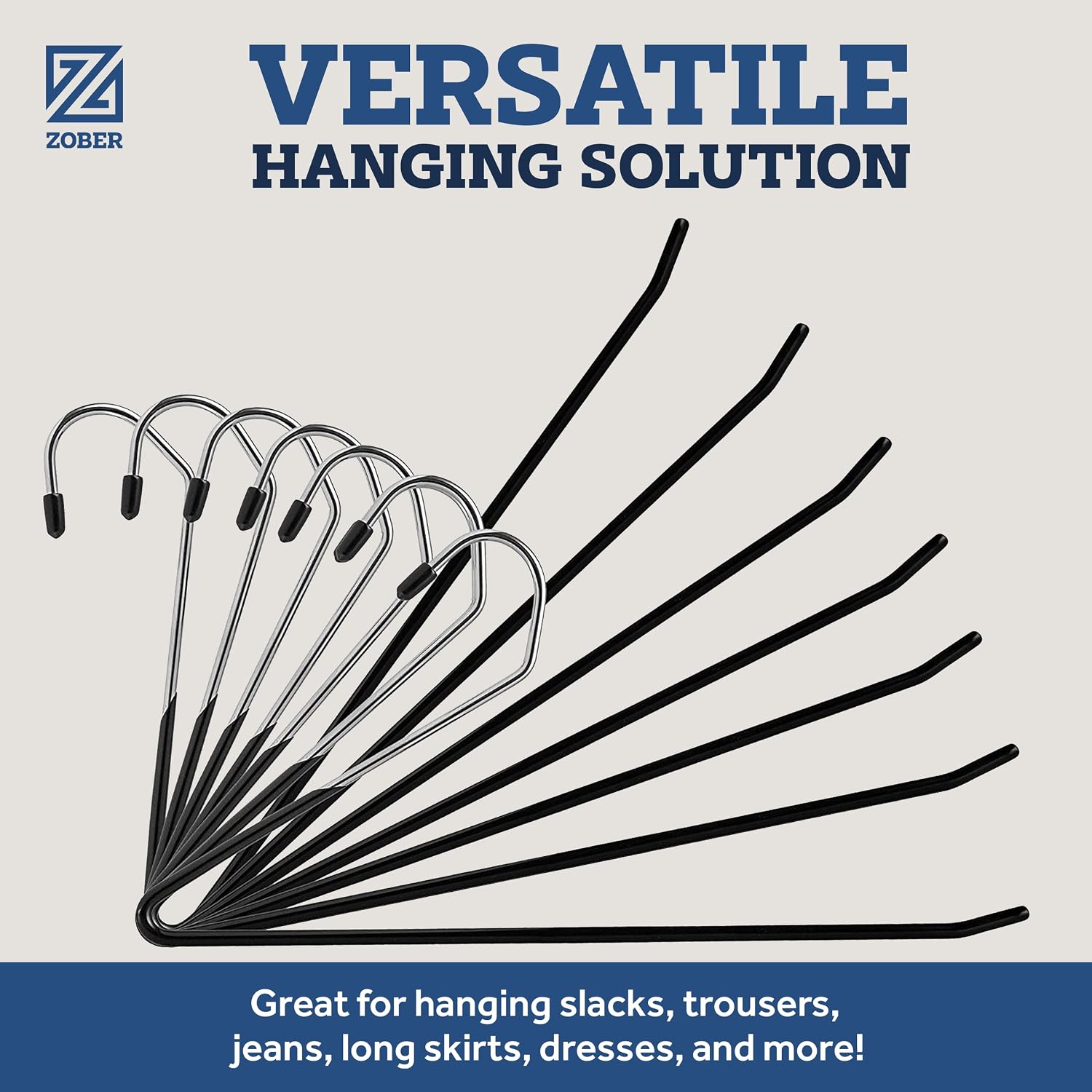 Zober Open Ended Pants Hangers, Metal Clothes Hangers for Jeans, 20 Pack - Image 6