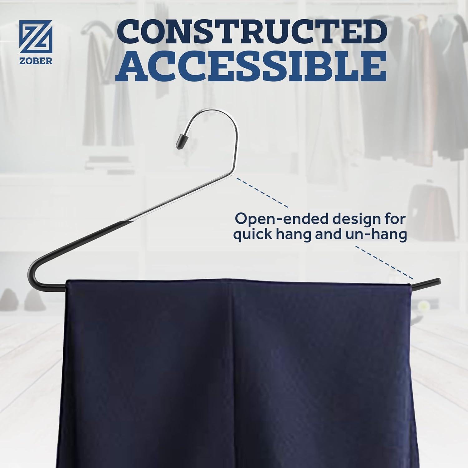Zober Open Ended Pants Hangers, Metal Clothes Hangers for Jeans, 20 Pack - Image 7