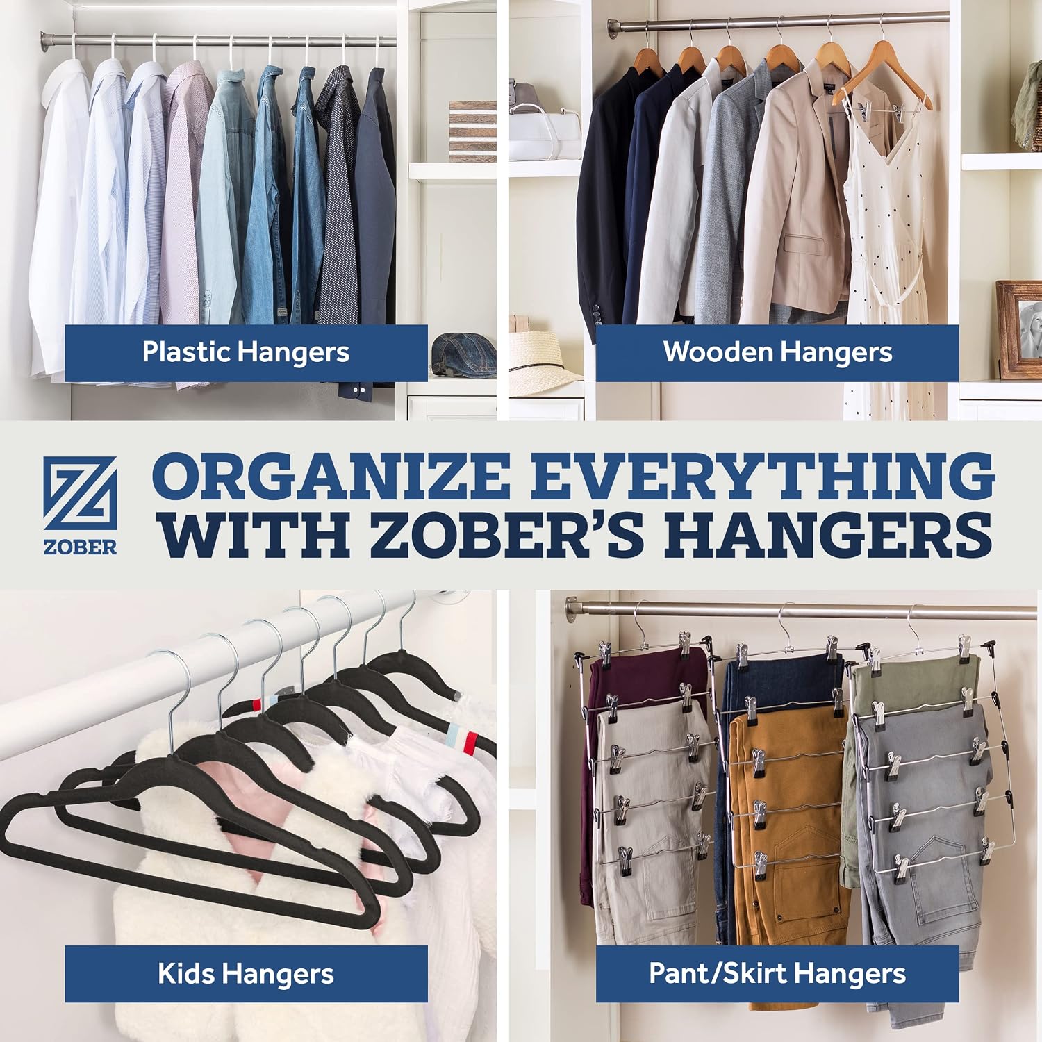Zober Open Ended Pants Hangers, Metal Clothes Hangers for Jeans, 20 Pack - Image 9