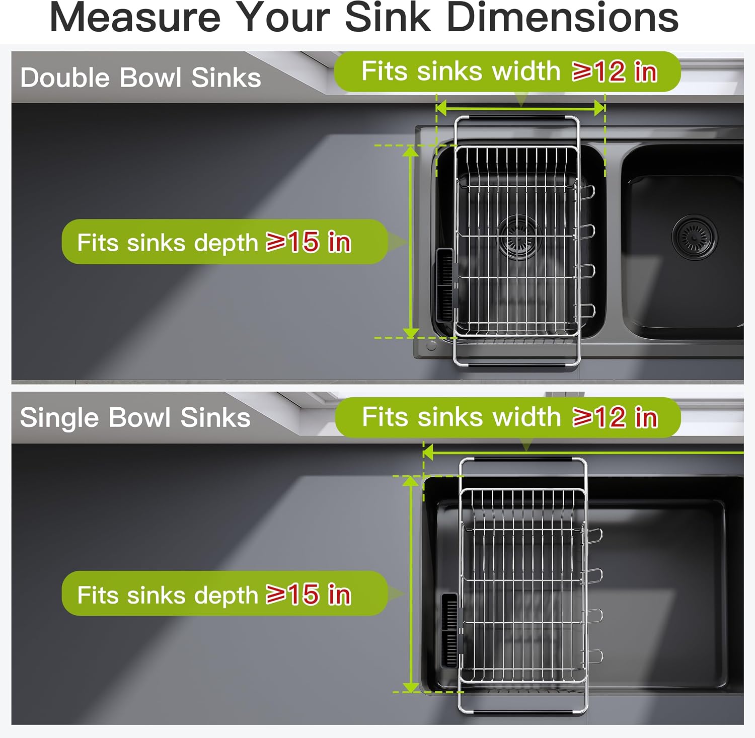 JASIWAY Dish Drying Rack in Sink, Dish Drainer with Cup and Utensil Holder - Image 3