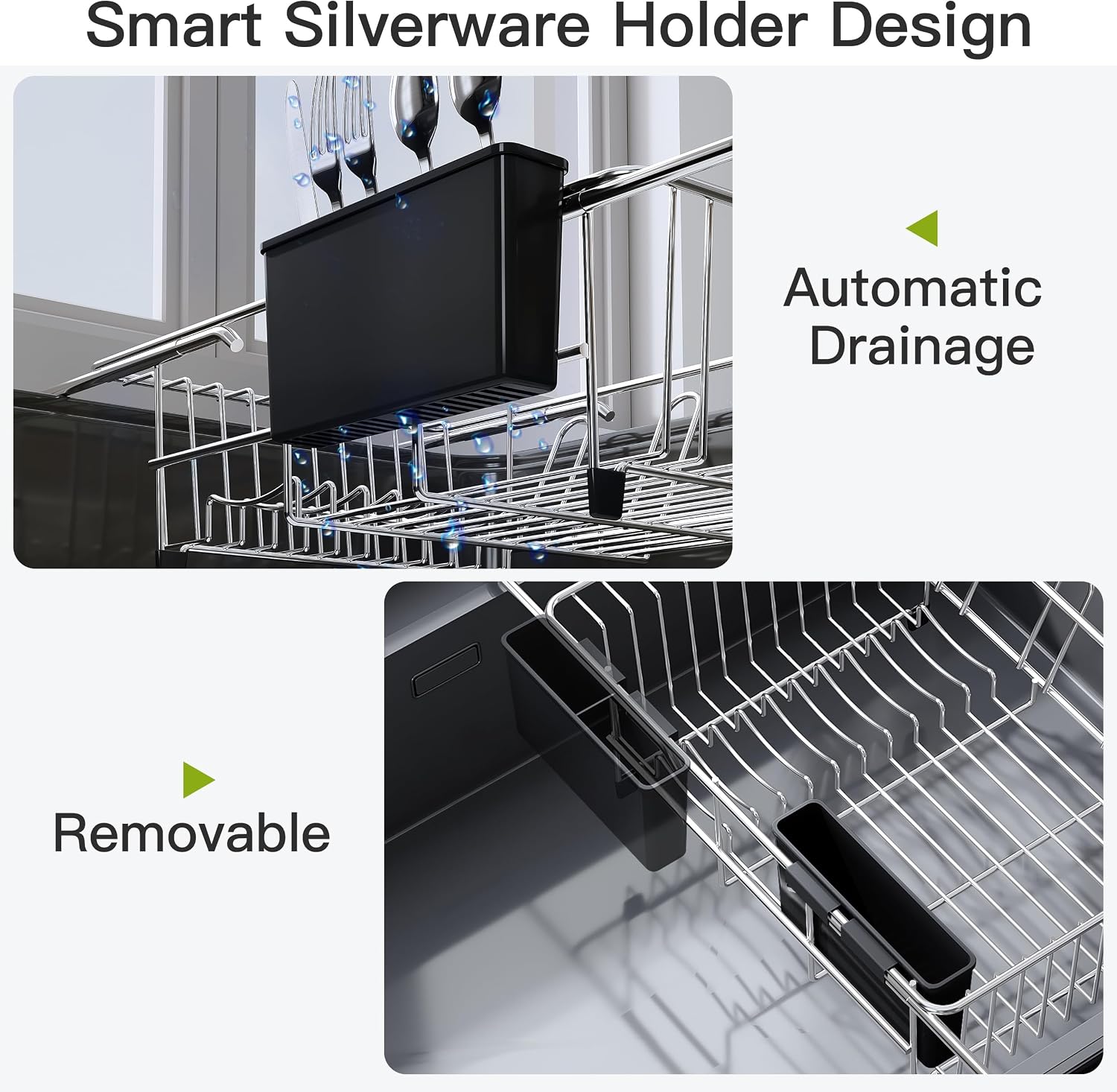 JASIWAY Dish Drying Rack in Sink, Dish Drainer with Cup and Utensil Holder - Image 8