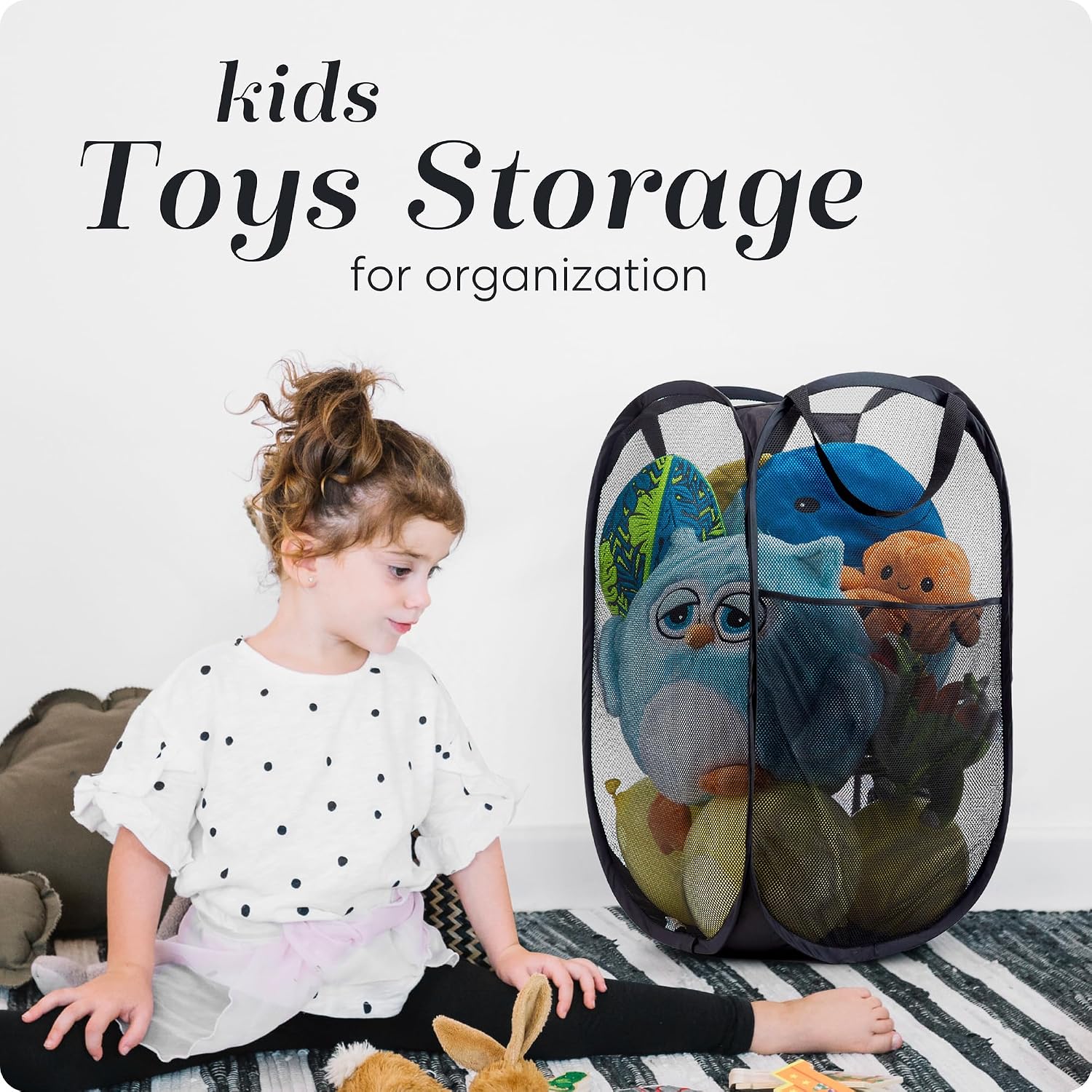 Handy Laundry Collapsible Mesh Pop-Up Hamper with Side Pocket - Image 6