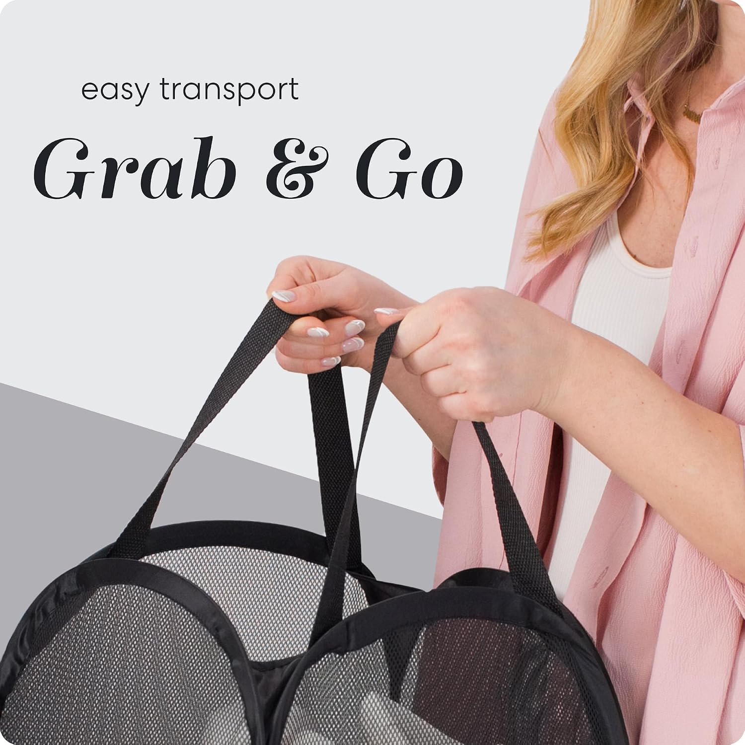 Handy Laundry Collapsible Mesh Pop-Up Hamper with Side Pocket - Image 7