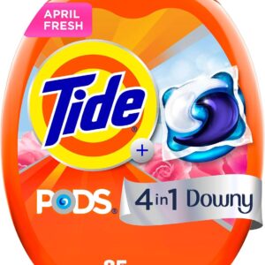 Tide PODS Laundry Detergent Soap with Downy 4-in-1 Stain Remover Freshness Softness Detergent pacs, April Fresh Scent, 85 Count